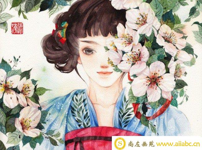 很有中国风的一组女性插画 古风古韵的美女子_