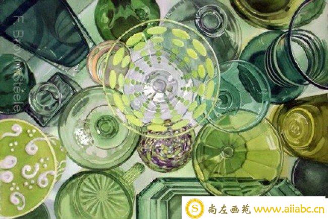 玻璃器皿水彩画 完美的玻璃质感表现水彩画图片_