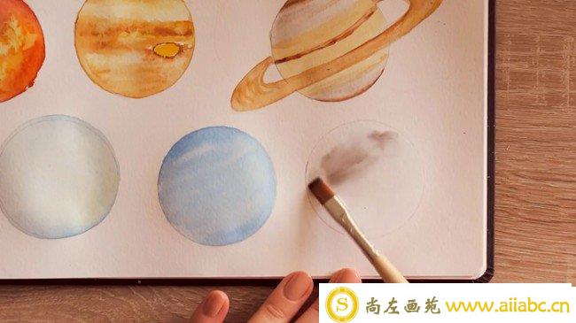 【视频】很简单可爱的太阳系行星水彩画手绘视频教程 星球的简单画法_