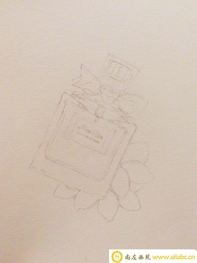 清新的香水玻璃瓶水彩画手绘教程图片 香水瓶香水水彩怎么画 水彩画法_