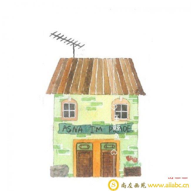 用水彩画简单可爱的小房子图片 适合新手练习水彩上色哦_