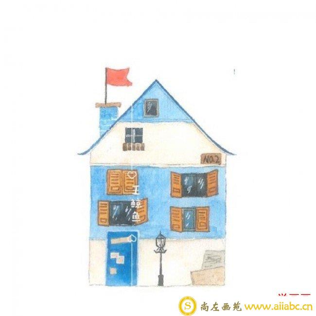 用水彩画简单可爱的小房子图片 适合新手练习水彩上色哦_