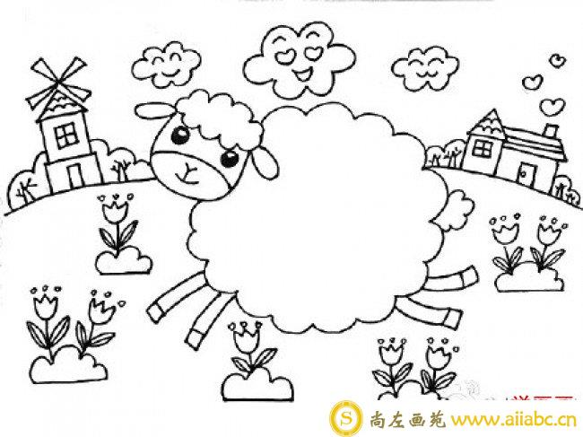 可爱小羊羔儿童画教程步骤图片彩色 可爱的羊咩咩儿童画画法 羊咩咩怎么画_