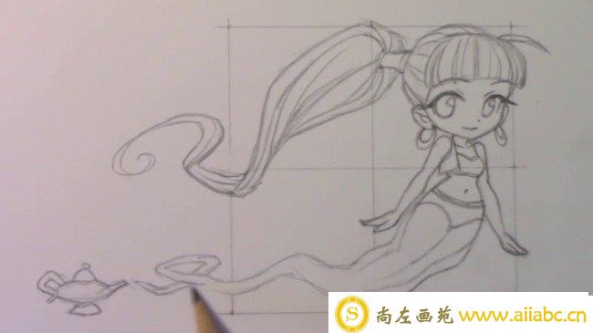 【视频】神灯里的美人鱼姑娘 动漫人物插画的起稿线稿全过程绘画_