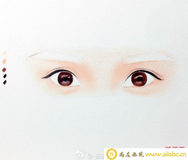一双水汪汪有神的女性眼睛的彩铅画绘画教程图解详解 精美眼睛彩铅画法_