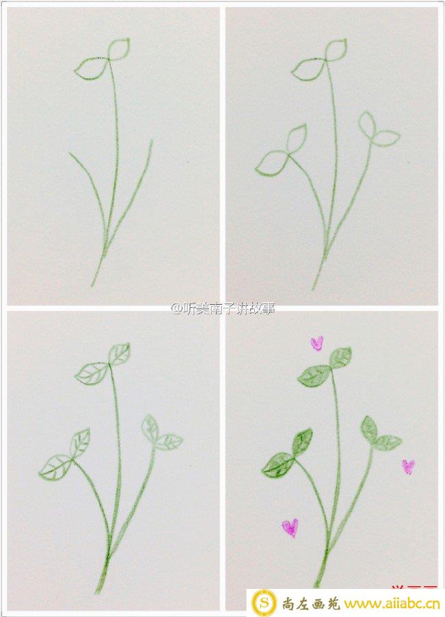 简单彩铅植物简笔画教程 小清新植物简单彩铅画素材图片_