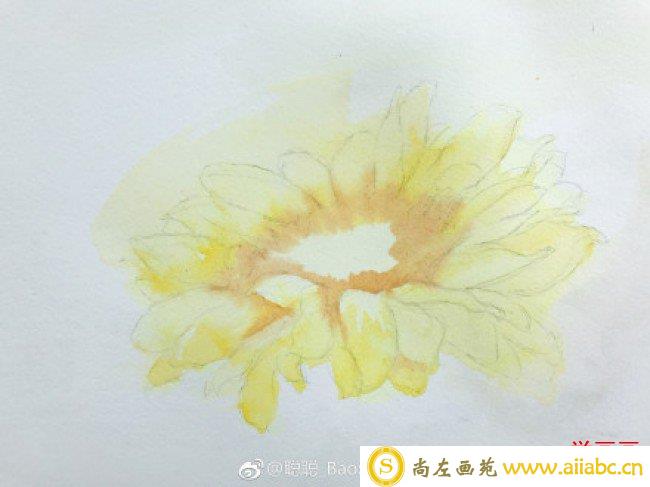 向日葵水彩画图片 向日葵水彩手绘教程 向日葵花水彩怎么画 画法_