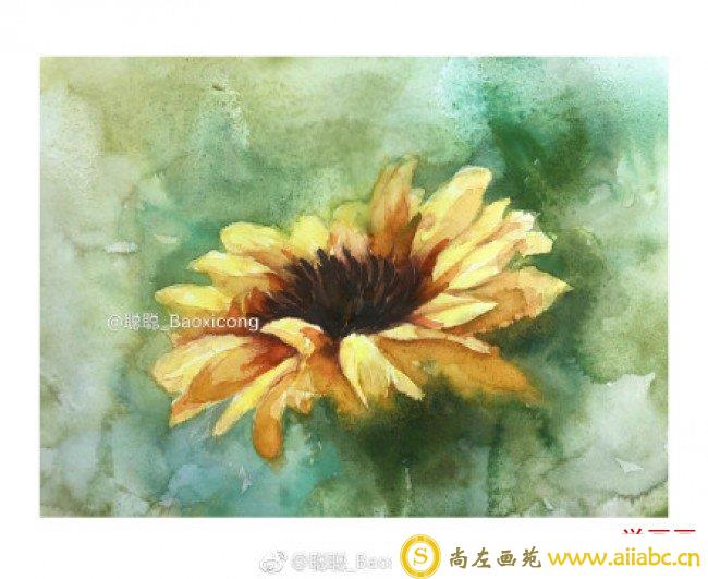 向日葵水彩画图片 向日葵水彩手绘教程 向日葵花水彩怎么画 画法_