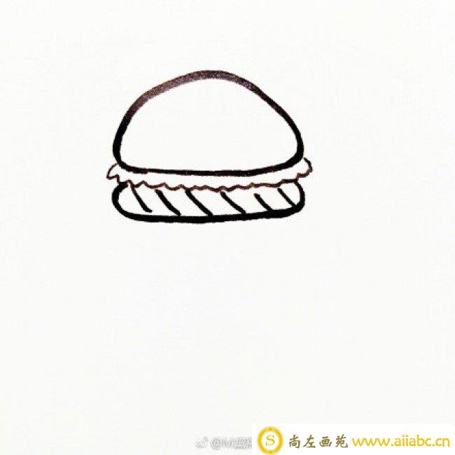 汉堡简笔画 汉堡包简笔画 汉堡包怎么画简笔画 汉堡包图片卡通画_