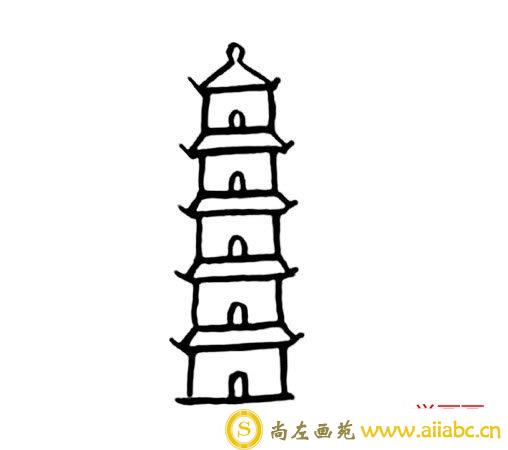 中国古塔的简笔画图片