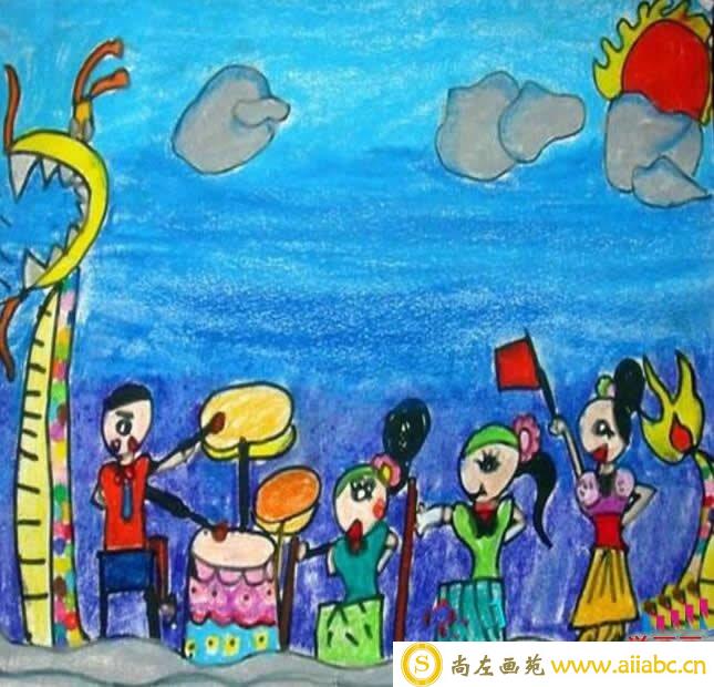 端午节赛龙舟的儿童画作品图片