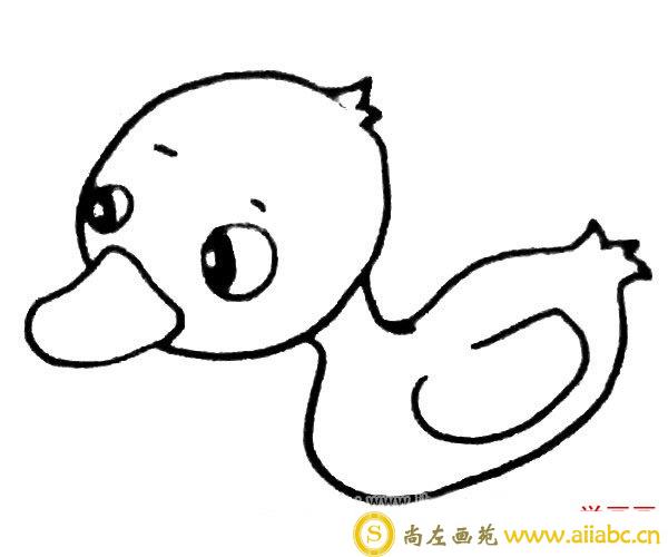 水里的小鸭子简笔画步骤3