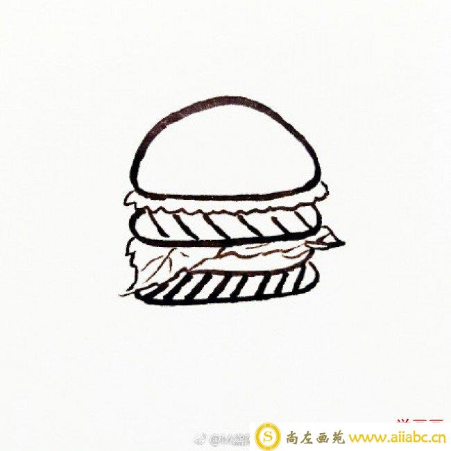 汉堡简笔画 汉堡包简笔画 汉堡包怎么画简笔画 汉堡包图片卡通画_
