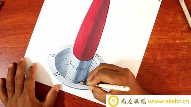 【视频】3D超写实彩铅加马克笔手绘画导弹发射井视频教程_