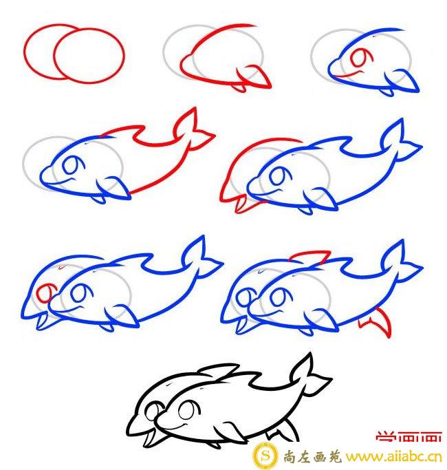 海豚简笔画步骤图片大全 海豚怎么画