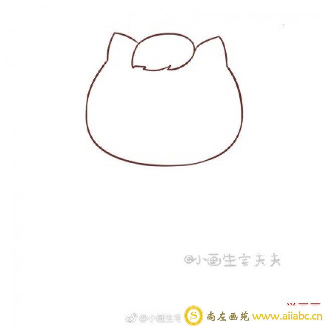 Q版蓝白英短猫咪简笔画教程图片彩色 穿风衣帅气的猫咪先生简笔画_