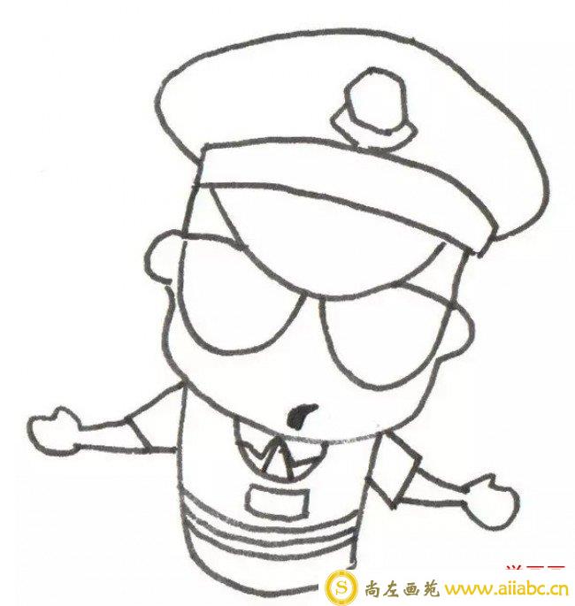 警察叔叔简笔画怎么画 教你画交警的简笔画画法 简单的警察卡通画教程图片_