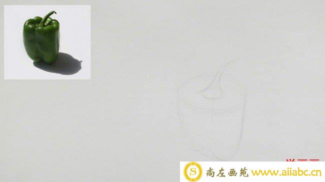 【视频】蔬菜青椒素描打形起形素描手绘视频教程 辣椒勾形素描教程_