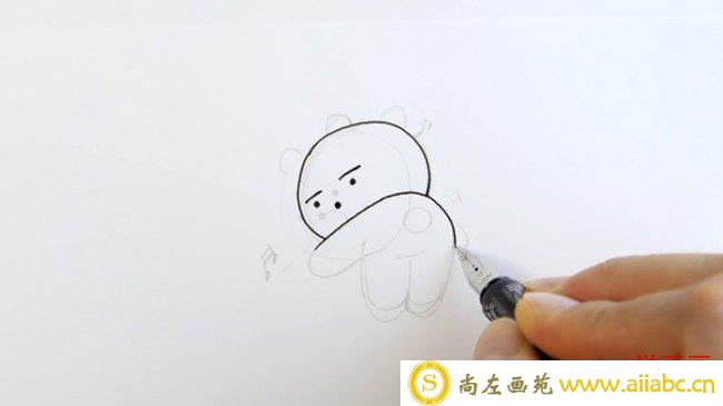 【视频】可爱的小熊简笔画手绘视频教程 背后撅着屁股的小熊简笔画_