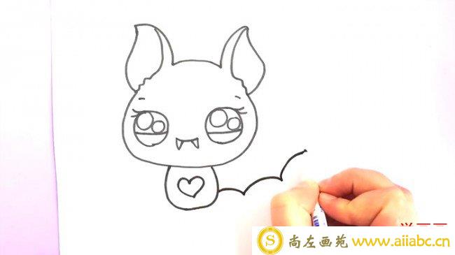 【视频】可爱的吸血鬼小蝙蝠简笔画手绘视频教程 简单的吸血蝙蝠的画法_
