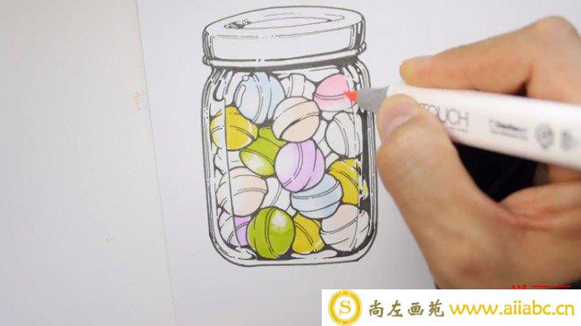 【视频】装在玻璃瓶里的糖果可爱小清新简笔画手绘视频教程_