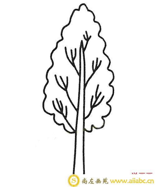 4.最后画树干上的树枝