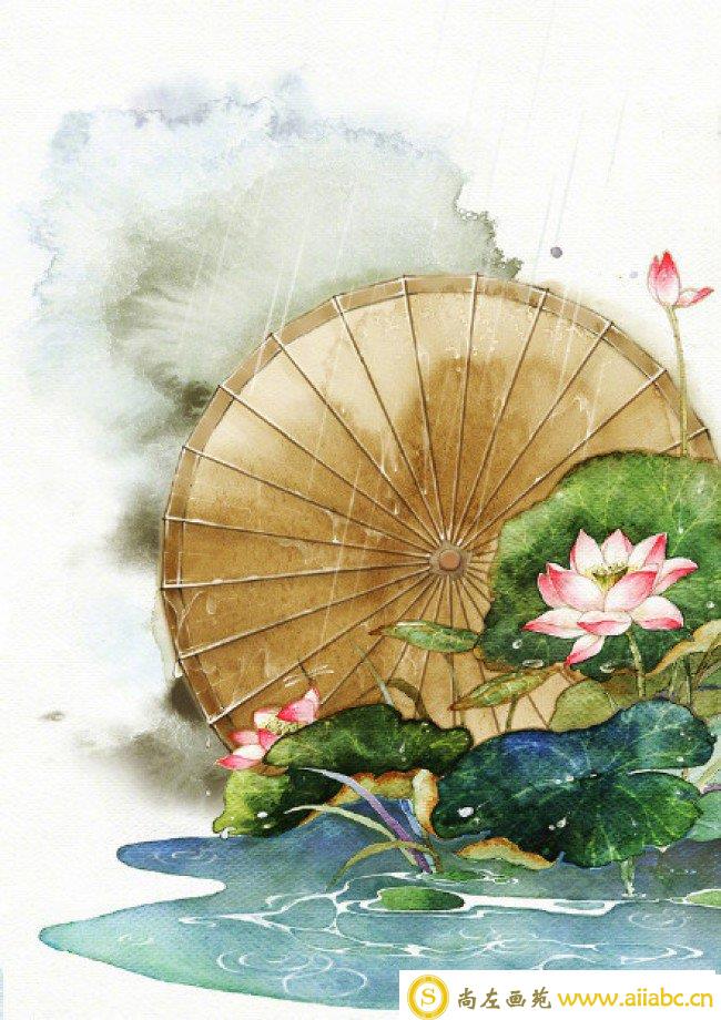浓郁中国传统元素的国风水彩插画作品图片欣赏 美不胜收_