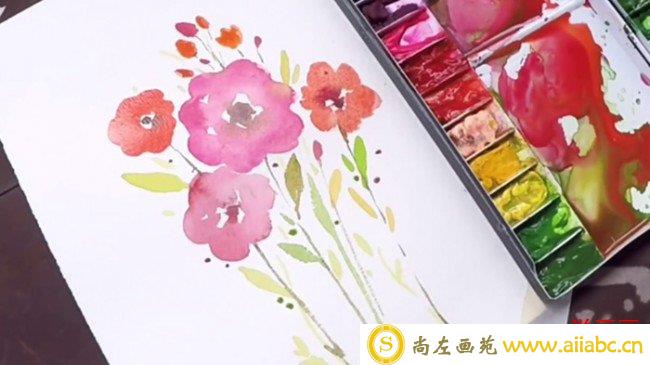 【视频】很简单的水彩花卉水彩手绘视频教程 简单新手可学_