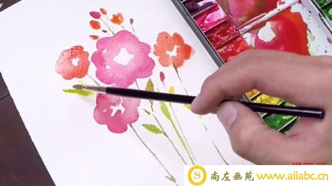 【视频】很简单的水彩花卉水彩手绘视频教程 简单新手可学_