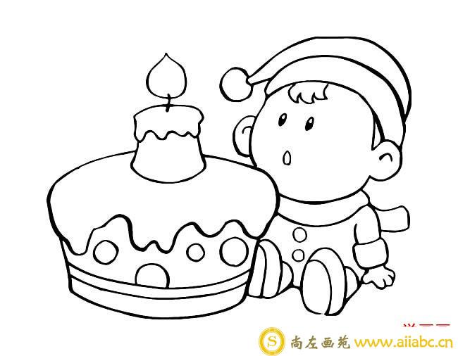 小朋友和生日蛋糕简笔画图片