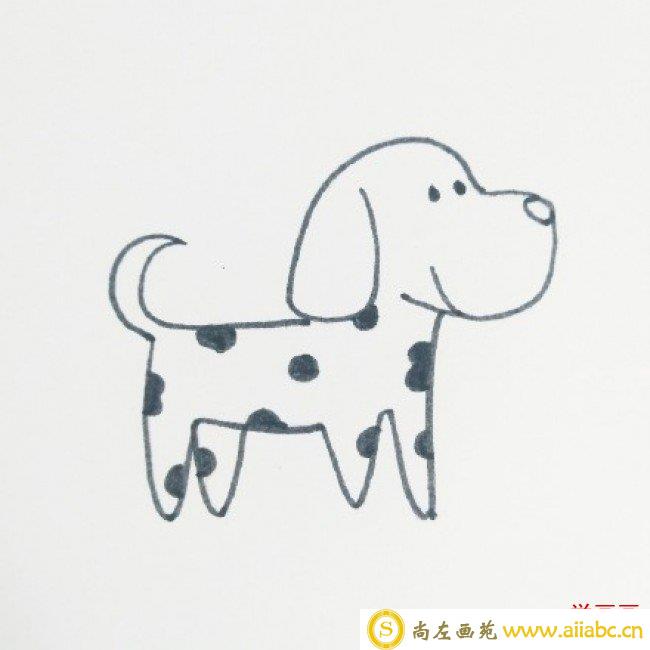 简单的斑点狗简笔画教程简单的q版小狗狗画法 尚左画苑