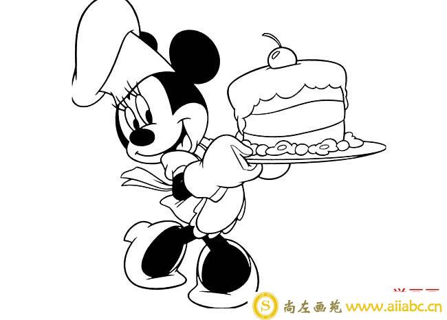 米老鼠捧着生日蛋糕简笔画图片