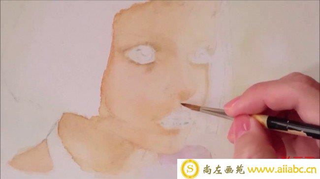 【视频】气质短发女孩水彩画手绘视频教程 很有灵气的戴项圈的女生水彩教程_