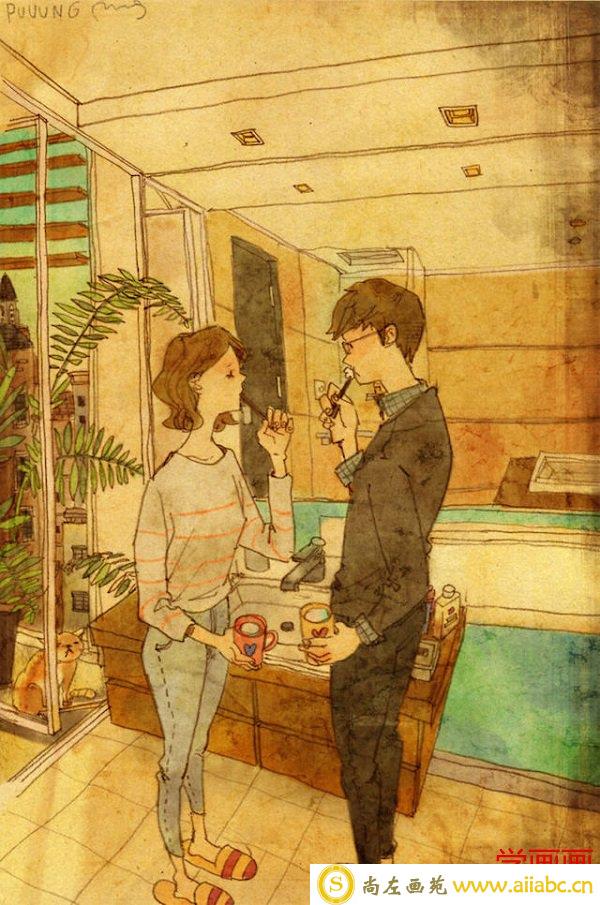 韩国插画师puuung的暖心爱情故事插画 - 图7