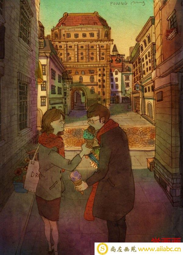 韩国插画师puuung的暖心爱情故事插画 - 图11