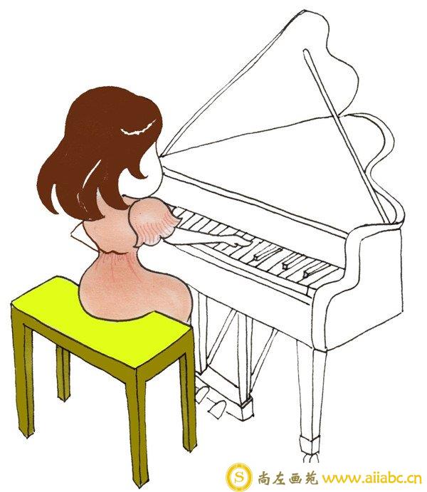 卡通钢琴家上色