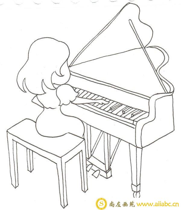 卡通钢琴家弹钢琴