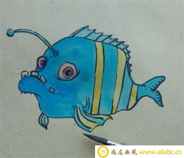 水彩小鱼儿童画图片