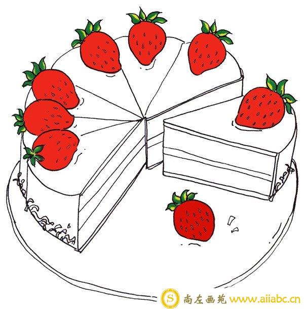 草莓蛋糕儿童画图片
