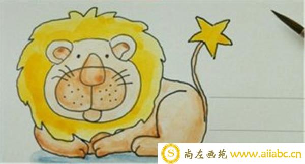 狮子儿童水彩画步骤图教程