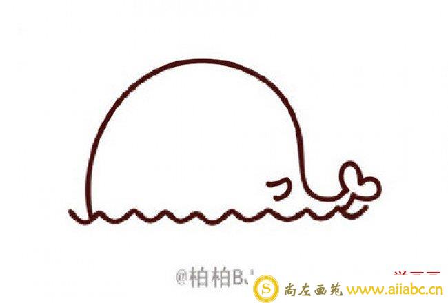 开心欢乐的鲸鱼简笔画怎么画 笑着喷泉等鲸鱼加场景简笔画教程图片 鲸鱼的画法_
