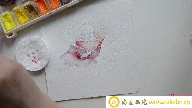 【视频】简单而写意的玫瑰花水彩画手绘视频 教你简单画出水彩玫瑰花图片_