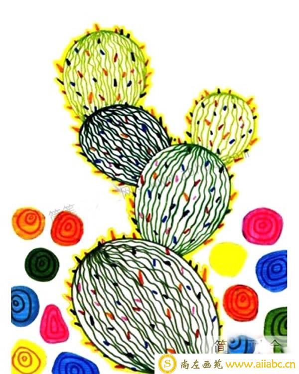 儿童水彩画仙人掌植物步骤教程 儿童画仙人掌怎么画