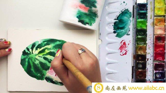 【视频】简单又好看的西瓜水彩手绘视频教程 完整圆西瓜与一瓣西瓜水彩_