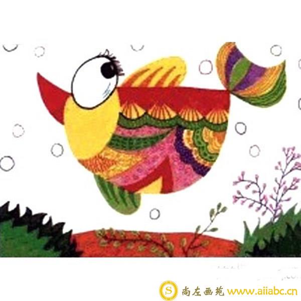 水彩画鱼教程步骤图片 儿童画可爱的鱼