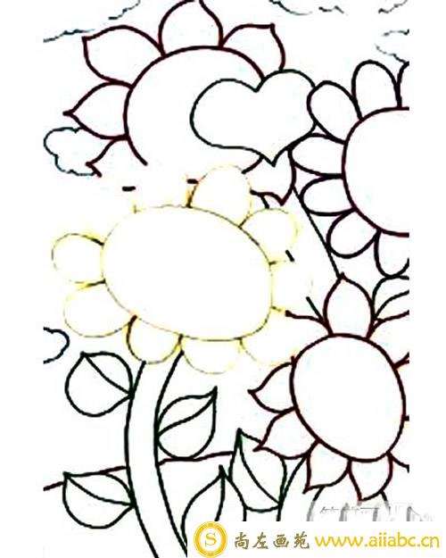 儿童水彩画教程 儿童画秋天的向日葵