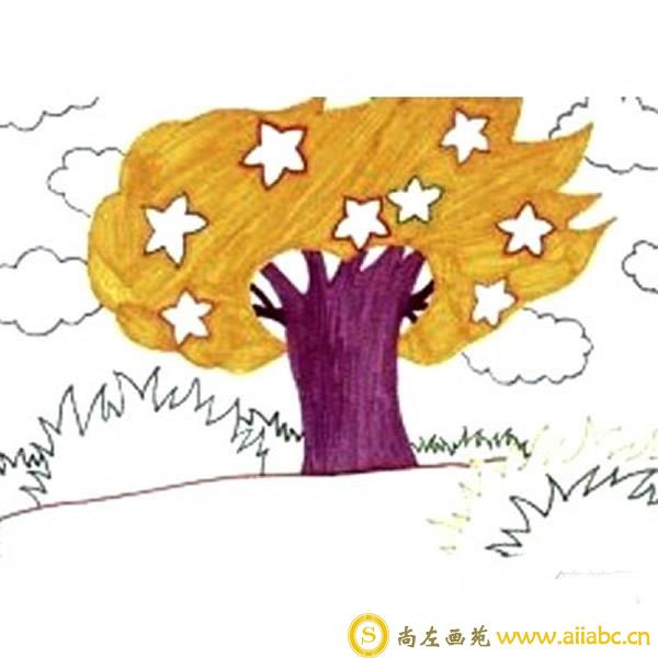 自制许愿树图片简笔画 儿童水彩画基础教程