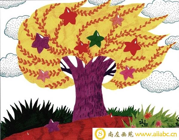 自制许愿树图片简笔画 儿童水彩画基础教程