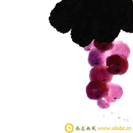 水墨葡萄的画法步骤 儿童画水墨葡萄作品