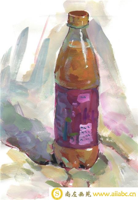 饮料瓶水粉画绘画步骤